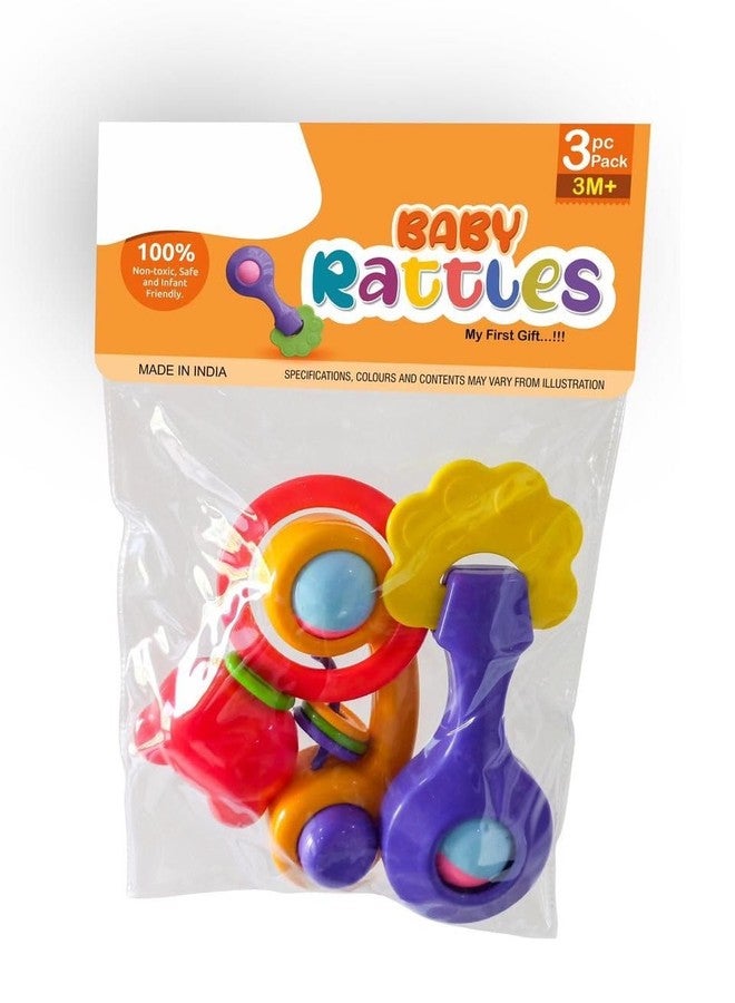 Quasar 3 in 1 Colorful Rattle Smoothing Plastic Non-Toxic Rings Babies 6months+ Children Toy and Infant Products Born Baby First Toys - Image 2